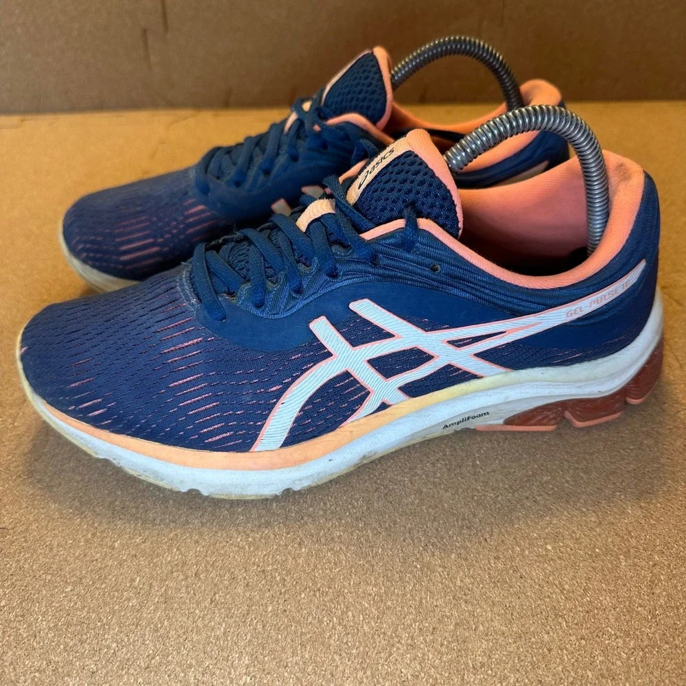 Asics Gel-Pulse 11 Womens Running‎ Shoes Navy Blue Coral Pink 1012A457 Size 9